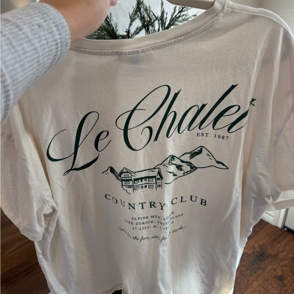 White Graphic Tee with Green Print